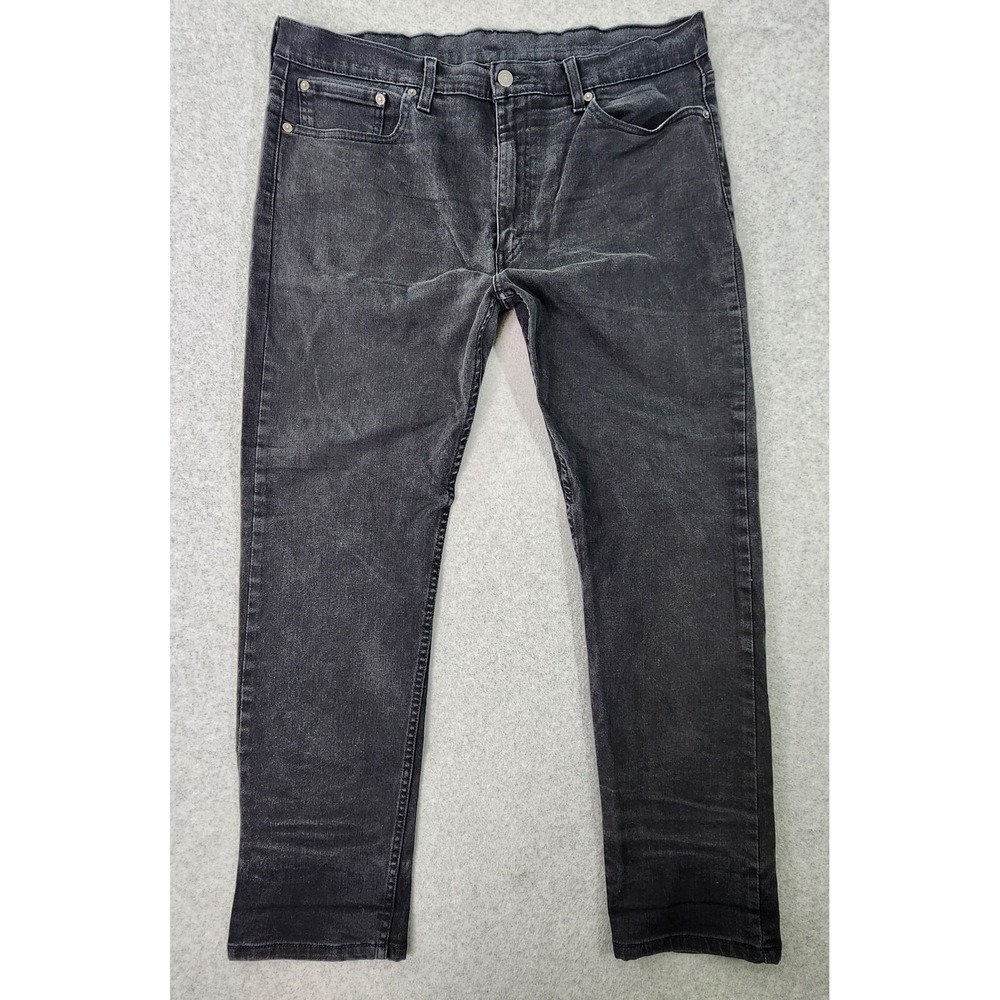 Levis 502 Regular Tapered Fit Mens‎ 38x30 Black Denim Distressed Jeans Tag 38X32